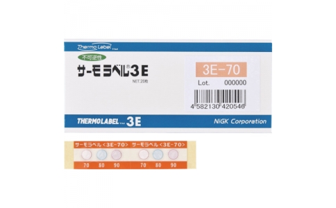 日油技研 NICHIGI 3E-105-日油技研　サーモラベル３點表示屋外対応型　不可逆性　１０５度（１箱２０枚入）